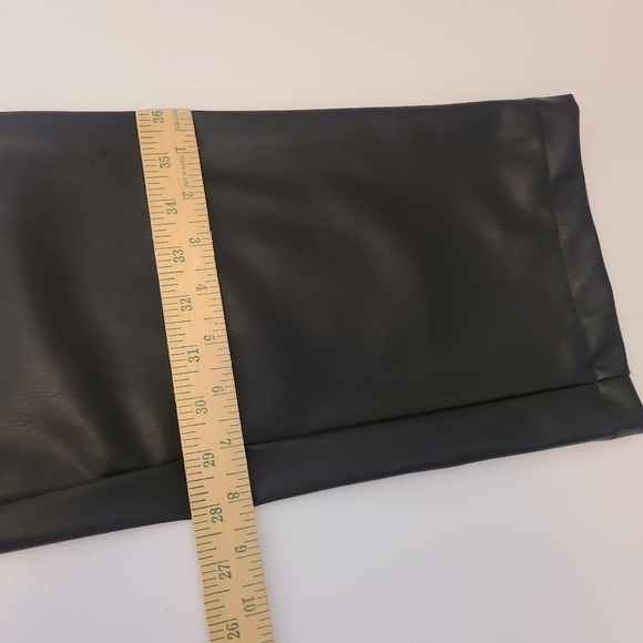 Zara pants leather faux  straight leg black womens high waisted 5 Pockets zip - Picture 15 of 16